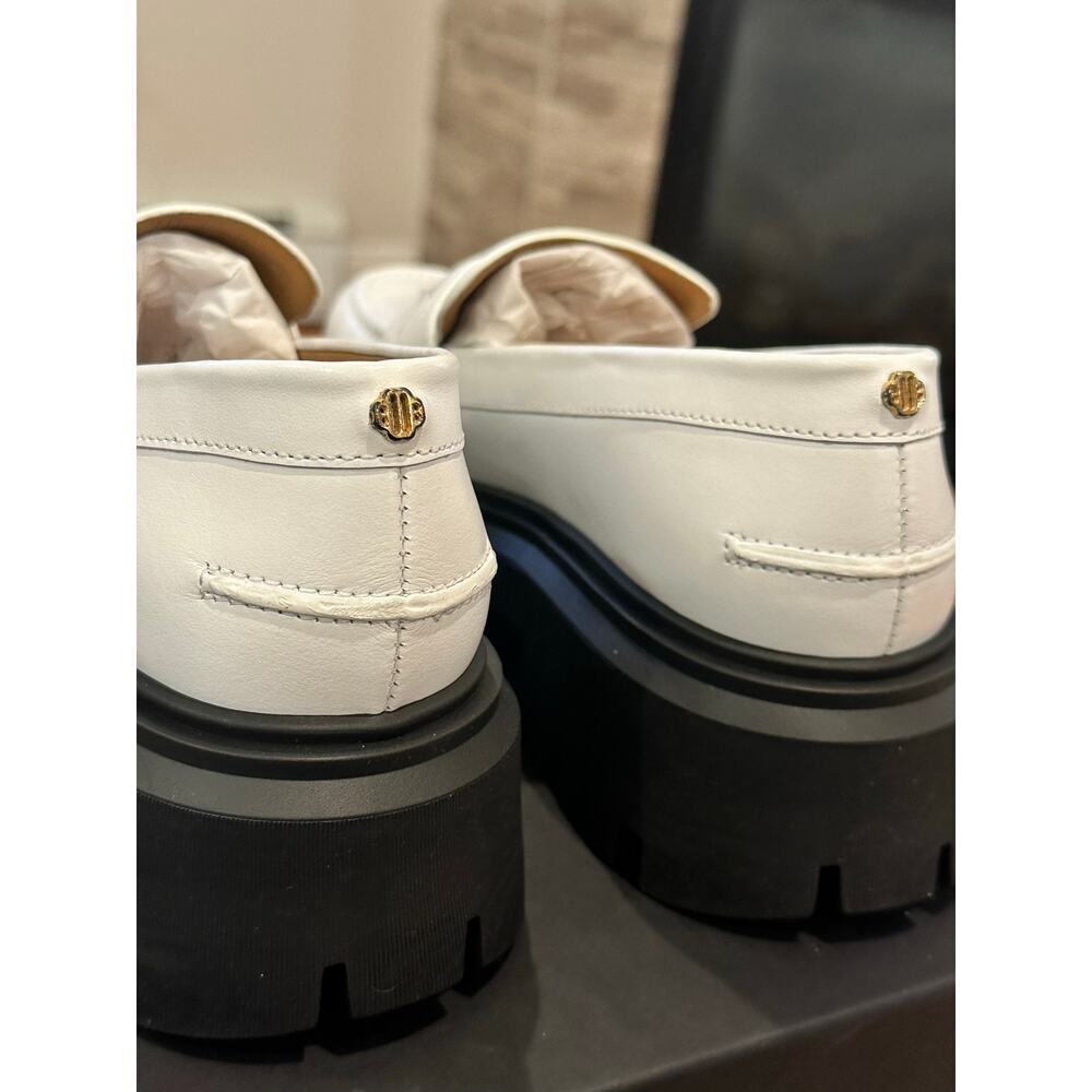 NEW Maje Leather Platform Coin Loafers White - Picture 6 of 10
